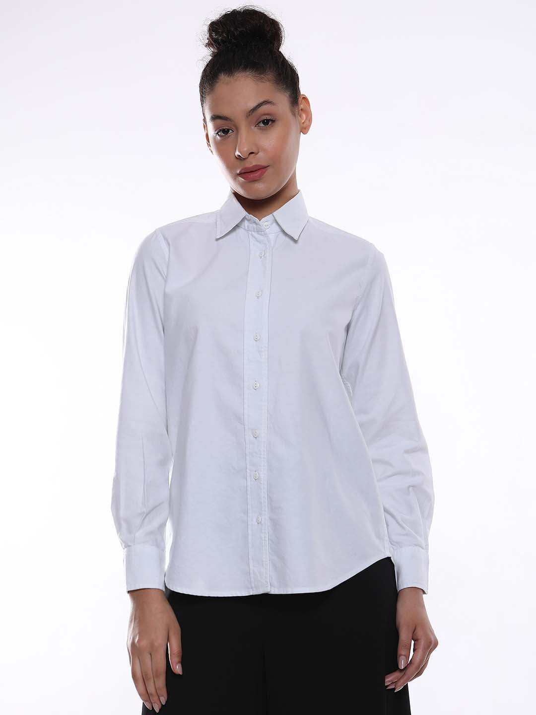 Aria White Oxford Cotton Shirt for Women - Zurich fit from GAZILLION - Front Look