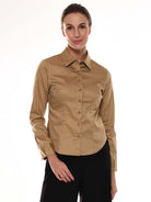 Armani Beige Khaki Cotton Formal Shirt for Women - Munich Fit from GAZILLION - Front Look