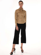 Armani Beige Khaki Cotton Formal Shirt for Women - Munich Fit from GAZILLION - Full Standing Stylised Look