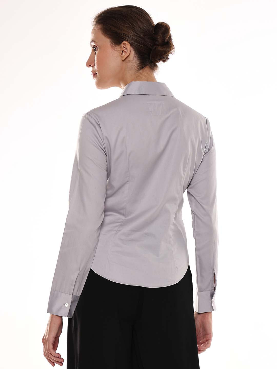 Armani Light Grey Cotton Formal Shirt for Women - Munich Fit from GAZILLION - Back Look