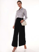 Armani Light Grey Cotton Formal Shirt for Women - Munich Fit from GAZILLION - Standing Stylised Look With Accessories