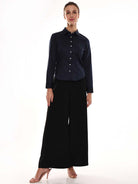 Armani Navy Blue Cotton Formal Shirt for Women - Munich Fit from GAZILLION - Full Standing Stylised Look