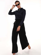 Armani Navy Blue Cotton Formal Shirt for Women - Munich Fit from GAZILLION - Standing Stylised Look With Accessories