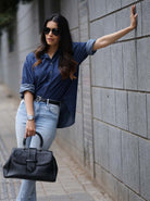 Athena Blue Denim Oversized Shirt for Woman from GAZILLION - Outdoor Leaning Stylised Look