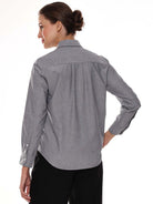 Aura Grey Oxford Cotton Chambray Shirt for Women - Lisbon Fit from GAZILLION - Back Look