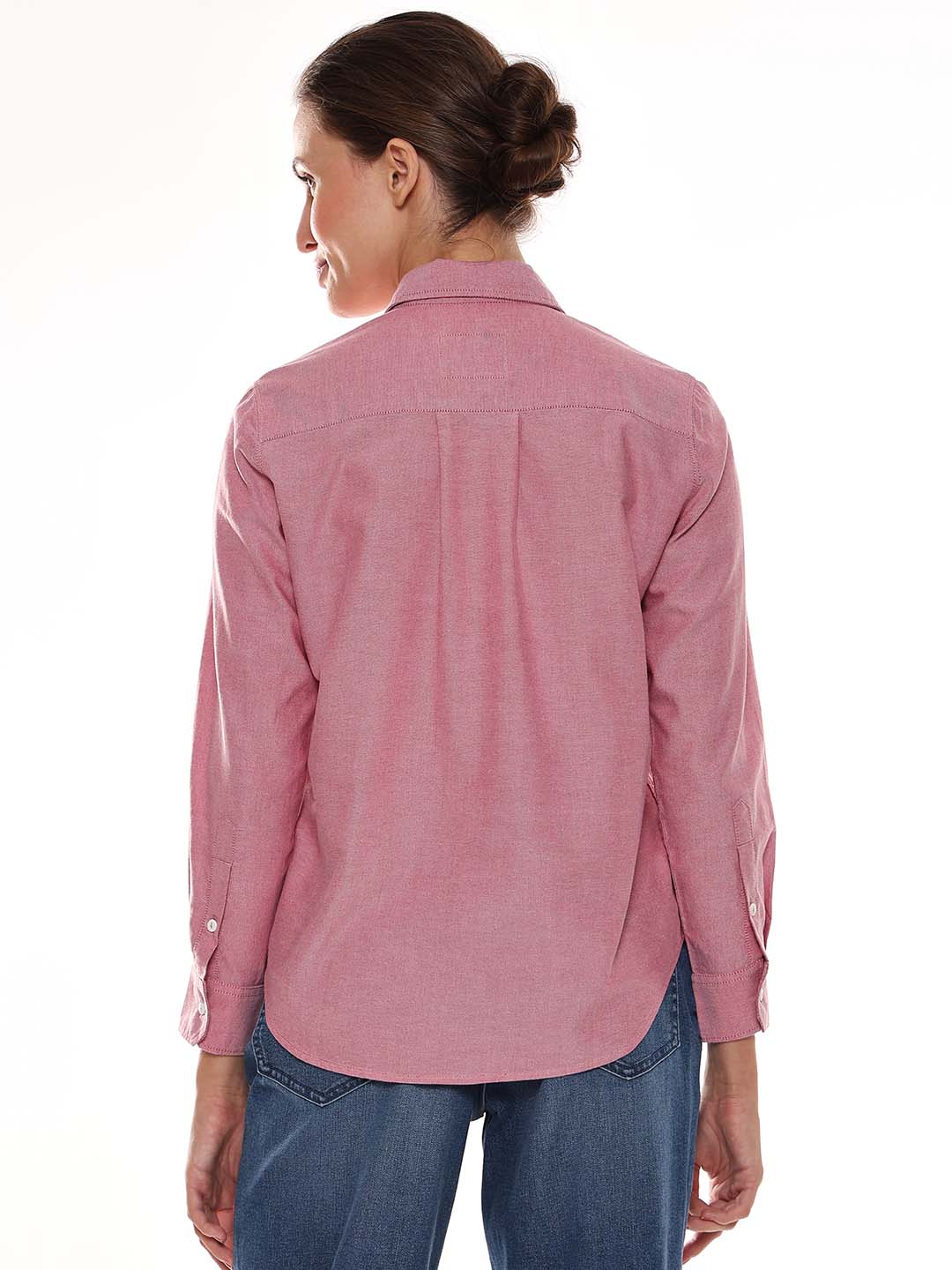 Analia Onion Pink Self-Striped Cords Cotton Shirt for Women - from