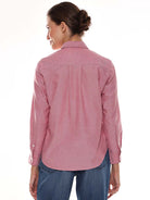 Aura Red Oxford Cotton Chambray Shirt for Women - Lisbon Fit from GAZILLION - Back Look