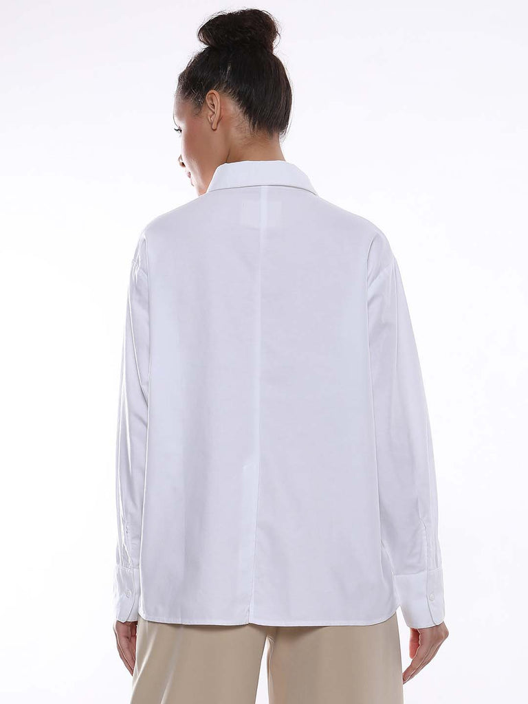 Ava White Oxford Cotton Oversized Shirt for Women - Copenhagen Fit from GAZILLION - Back Look