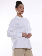 Ava White Oxford Cotton Oversized Shirt for Women - Copenhagen Fit from GAZILLION - Right Side Look