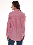 Avery Red Oxford Cotton Oversized Shirt for Women - Brussels Fit from GAZILLION - Back Look