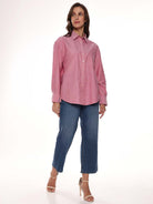 Avery Red Oxford Cotton Oversized Shirt for Women - Brussels Fit from GAZILLION - Full Standing Stylised Look