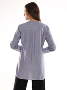 Azzurra Grey Cotton Chambray Tunic Shirt for Women - Istanbul Fit from GAZILLION - Back Look