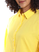 Bali Bright Yellow Cotton Drop Shoulder Shirt for Women - Paris Fit from GAZILLION - Front Detail