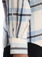 Barbara Powder Blue Brushed Cotton Checks Drop Shoulder Shirt for Women - Paris Fit from GAZILLION - Sleeve Detail