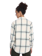 Barbara Sage Green Brushed Cotton Checks Drop Shoulder Shirt for Women - Paris Fit from GAZILLION - Back Look