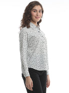 Barilla Black & White Floral Print Cotton Shirt for Women - Zurich Fit from GAZILLION - Right Side Look