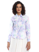 Beaa Mint & Lavendar Floral Print Cotton Shirt for Women - Zurich Fit from GAZILLION - Front Look