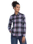 Beauty Pink & Black Checks Soft Cotton Modal Shirt for Women - Zurich Fit from GAZILLION - Front Look