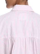 Becky Pink & White Striped Oxford Cotton Boxy Shirt for Women - Madrid Fit from GAZILLION - Back Detail