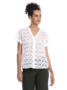 Belinda White Cotton Schiffli Loose Shirt for Women - Barcelona Fit from  GAZILLION - Front Look