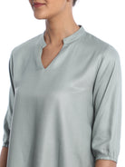 Bellina Sage Green Soft Viscose Loose Top for Women - Florence Fit from GAZILLION - Front Detail