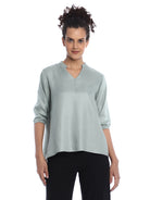 Bellina Sage Green Soft Viscose Loose Top for Women - Florence Fit from GAZILLION - Front Look