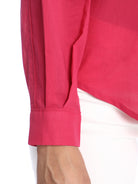 Berry Bright Pink Cotton Drop Shoulder Shirt for Women - Paris Fit from GAZILLLION - Sleeve Detail