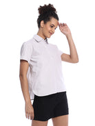 Bershka Stone Grey Oxford Cotton Boxy Shirt for Women - Madrid Fit from GAZILLION - Right Side Look