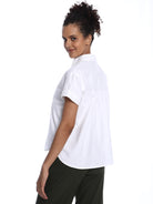 Bershka White Oxford Cotton Boxy Shirt for Women - Madrid Fit from GAZILLION - Back Look