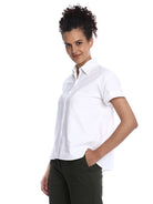 Bershka White Oxford Cotton Boxy Shirt for Women - Madrid Fit from GAZILLION - Left Side Look