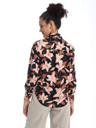 Bethany Dark Floral Print Cotton Shirt for Women - Zurich Fit from GAZILLION - Back Look