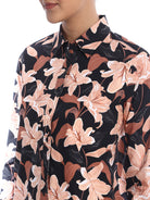 Bethany Dark Floral Print Cotton Shirt for Women - Zurich Fit from GAZILLION - Front Detail