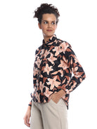 Bethany Dark Floral Print Cotton Shirt for Women - Zurich Fit from GAZILLION - Left Side Look