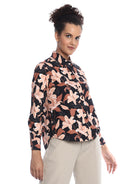 Bethany Dark Floral Print Cotton Shirt for Women - Zurich Fit from GAZILLION - Right Side Look