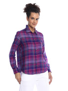 Bina Purple Checks Soft Viscose Shirt for Women - Zurich Fit from GAZILLION - Right Look