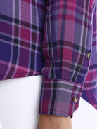 Bina Purple Checks Soft Viscose Shirt for Women - Zurich Fit from GAZILLION - Sleeve Detail