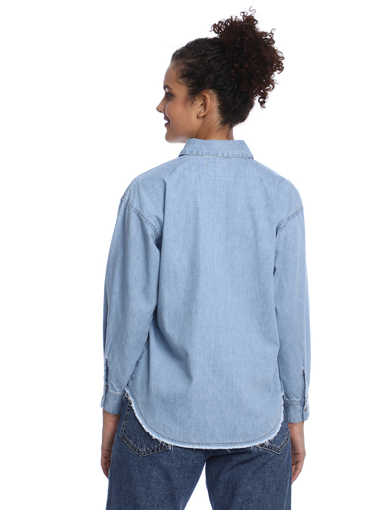 Brynn Light Blue Denim Shirt for Women - Zurich Fit from GAZILLION - Back Look