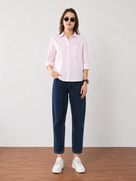 Folk Striped Cotton Shirt with Side Buttons