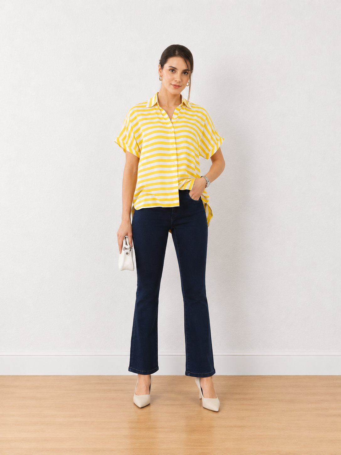 Eartha Yellow Stripes Office Shirt