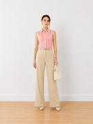 Emmy Pink Stripes Soft Formal Sleeveless Shirt