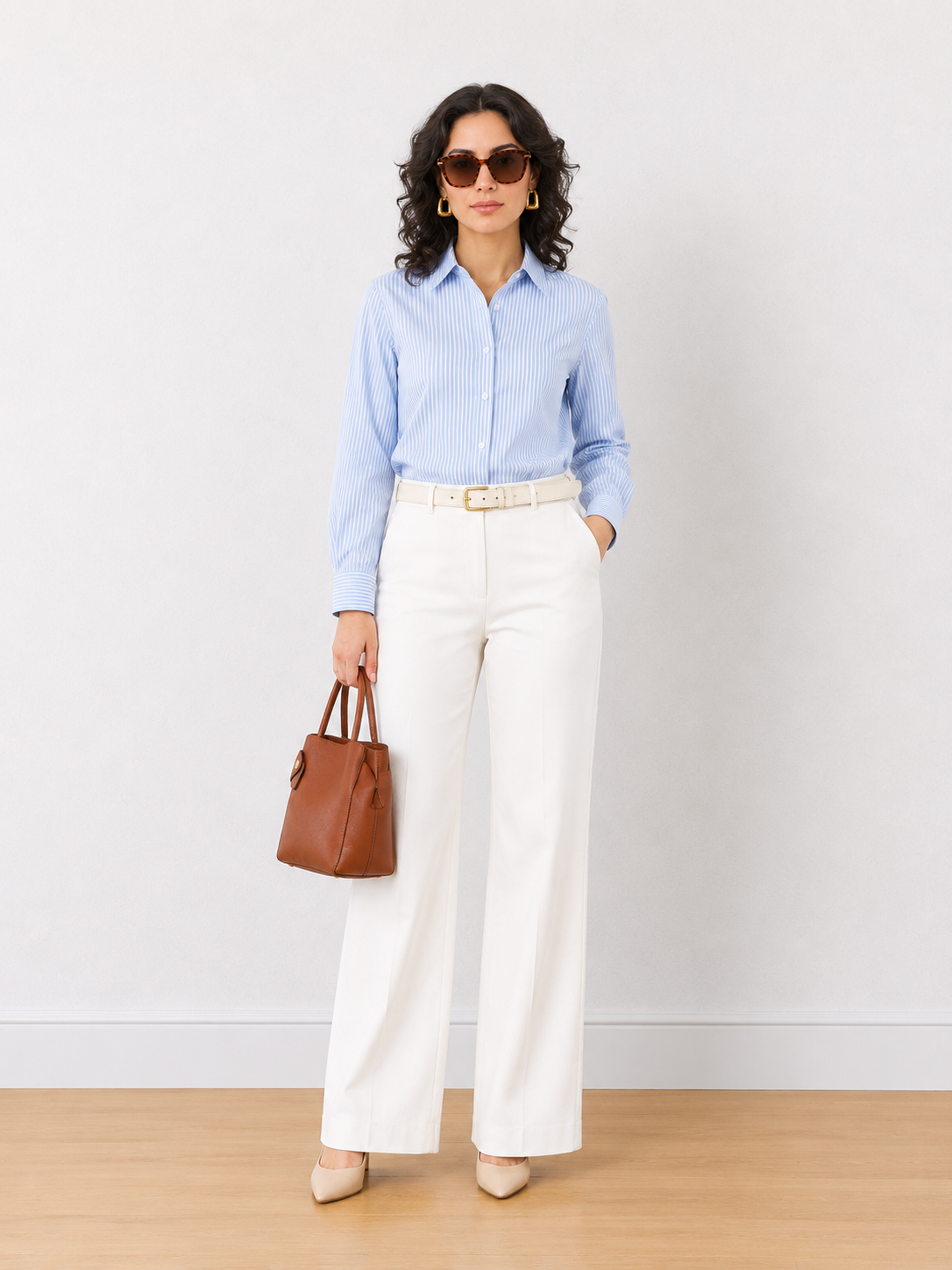 Emma Mixed Blue & White Stripes Cotton Formal Shirt