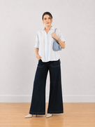 Erin Blue & White Stripes Cotton Pullover Shirt