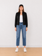 Emryn Black Net Cropped Bomber Jacket