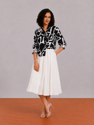 Brooke Black & White Abstract Print Viscose Linen Shirt