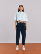 Carolina Sky Blue Cropped Shirt