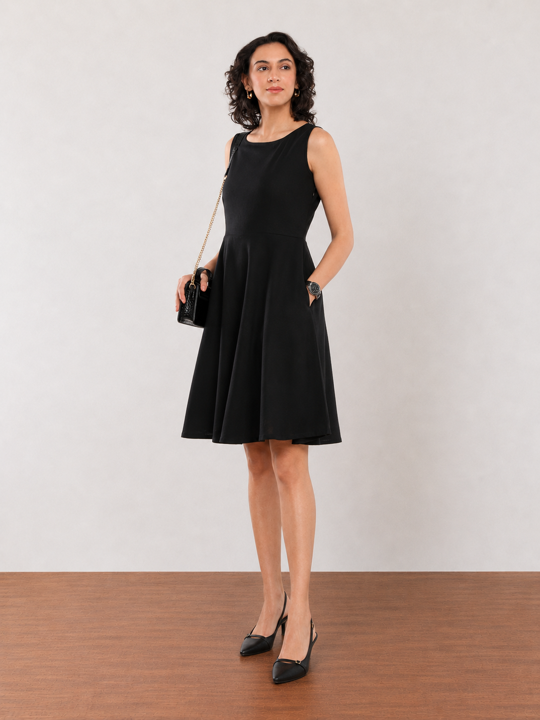 Emily Black Formal Soft Linen Dress