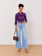 Bina Purple Checks Office Casual Shirt
