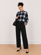 Bianca Checks Oversized Brushed Cotton Shirt