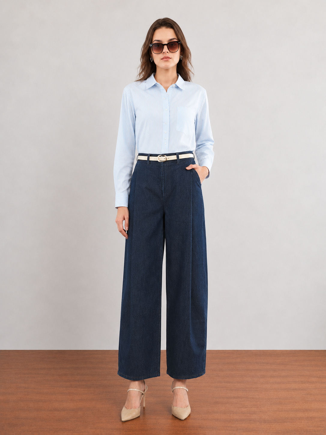 Folk Striped Cotton Shirt with Side Buttons
