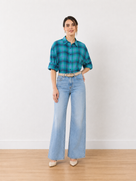 Ella Blue Checks Cotton Oversized Shirt